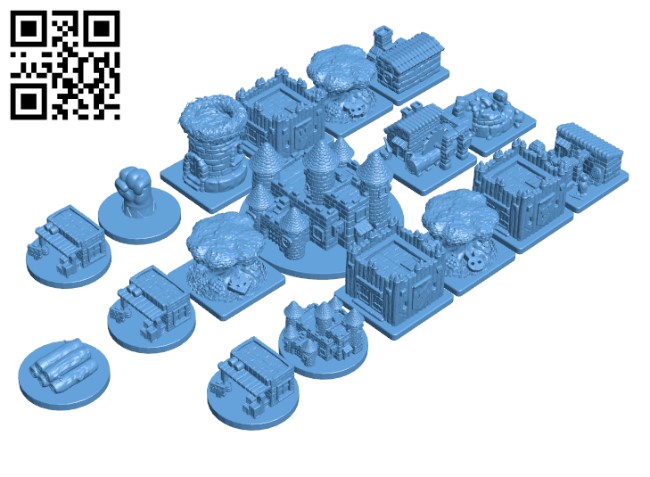 Root buiding and token miniatures H000622 file stl free download 3D Model for CNC and 3d printer