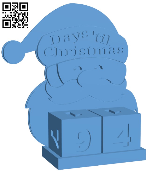 Santa Advent Countdown Calendar for Tinkercad Christmas H001170 file stl free download 3D Model for CNC and 3d printer