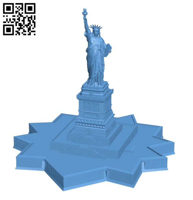 Statue Of Liberty (with Base) H000714 file stl free download 3D Model for CNC and 3d printer