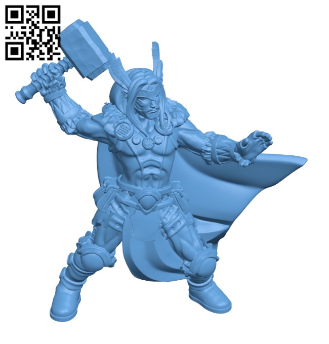 Thor god viking barbarian H000837 file stl free download 3D Model for CNC and 3d printer