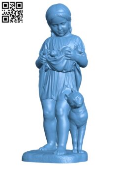 A Little Girl With Kittens H001619 file stl free download 3D Model for CNC and 3d printer
