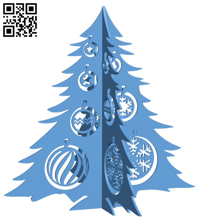 Christmas tree and baubles ornament H001452 file stl free download 3D Model for CNC and 3d printer
