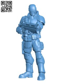 Cyberpunk Heavy Soldier On Guard H002102 file stl free download 3D Model for CNC and 3d printer