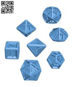D&D Dice Set with Outset Numbering H001753 file stl free download 3D Model for CNC and 3d printer