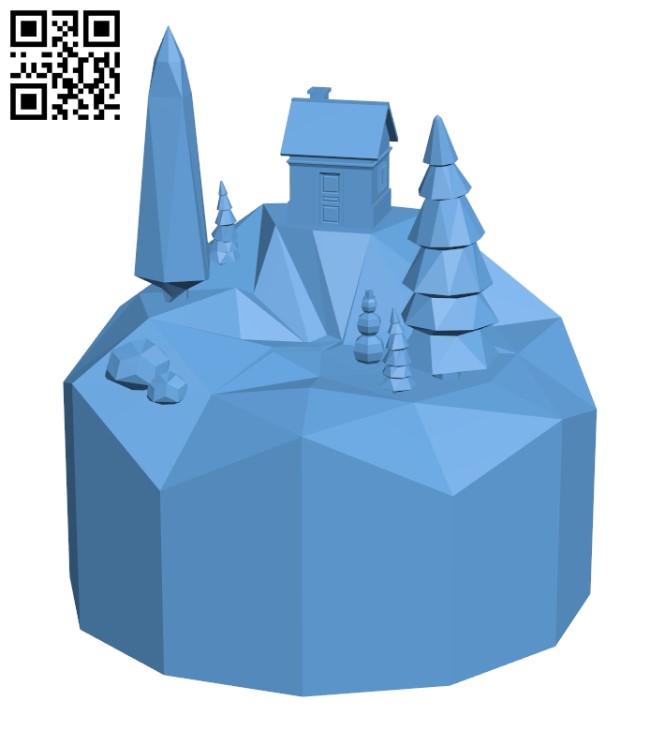 DIY snow globe - low poly landscape H001872 file stl free download 3D Model for CNC and 3d printer