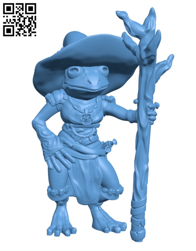 Frogfolk girl mage H002047 file stl free download 3D Model for CNC and 3d printer