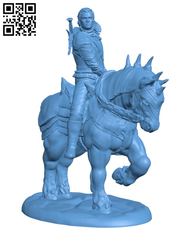 Geralt the Witcher on Horseback H001650 file stl free download 3D Model for CNC and 3d printer