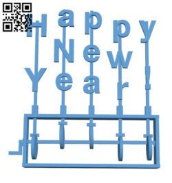 Happy New Year H001402 file stl free download 3D Model for CNC and 3d printer