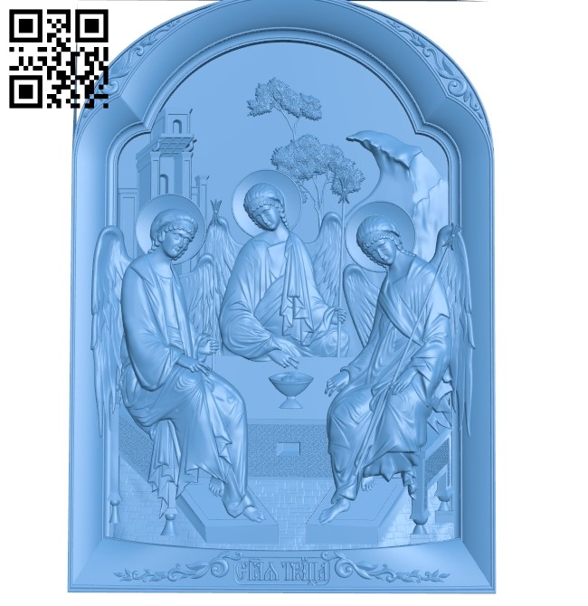 Icon of the Holy Trinity (semicircle) A006661 download free stl files 3d model for CNC wood carving