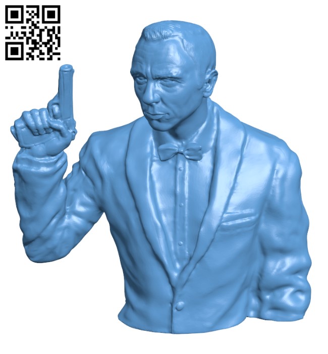 James Bond Bust H001881 file stl free download 3D Model for CNC and 3d printer