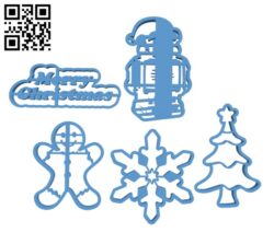 Merry Christmas – Cookie Cutter Set H001532 file stl free download 3D Model for CNC and 3d printer