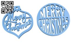 Merry Christmas earrings H001412 file stl free download 3D Model for CNC and 3d printer