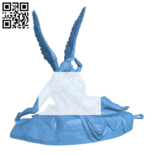 Psyche Revived by Cupid’s Kiss at The Louvre, Paris H002193 file stl free download 3D Model for CNC and 3d printer