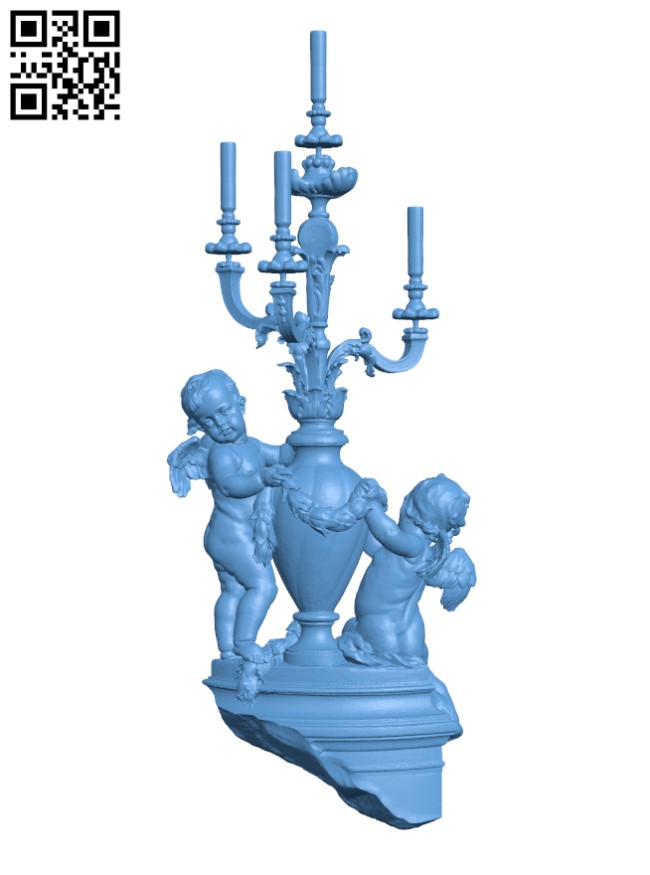 Putti Candelabra group H001958 file stl free download 3D Model for CNC and 3d printer