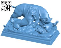 Rhinos attacking a Tiger at the Tuileries Garden in Paris, France H002194 file stl free download 3D Model for CNC and 3d printer