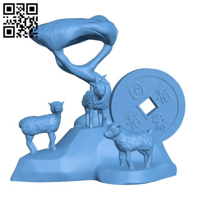 San Yang Kai Tai Ornament - Chinese New Year H001548 file stl free download 3D Model for CNC and 3d printer