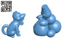 Snowdog and Snowman H001963 file stl free download 3D Model for CNC and 3d printer