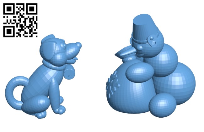 Snowdog and Snowman H001963 file stl free download 3D Model for CNC and 3d printer