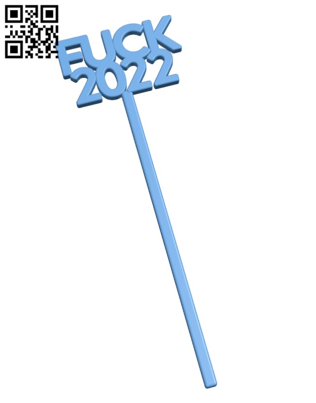 Swizzle sticker - stirrer 2022 -New Years Eve H001555 file stl free download 3D Model for CNC and 3d printer