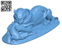 Tiger devouring a Gavial H002204 file stl free download 3D Model for CNC and 3d printer