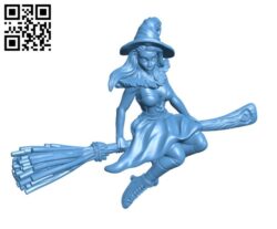 Witch on a broom H002079 file stl free download 3D Model for CNC and 3d printer
