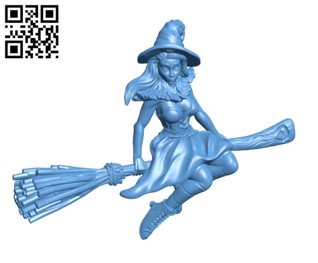 Witch on a broom H002079 file stl free download 3D Model for CNC and 3d printer