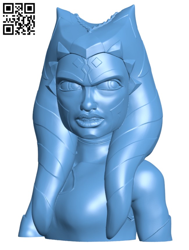 Ahsoka Tano bust H002478 file stl free download 3D Model for CNC and 3d printer