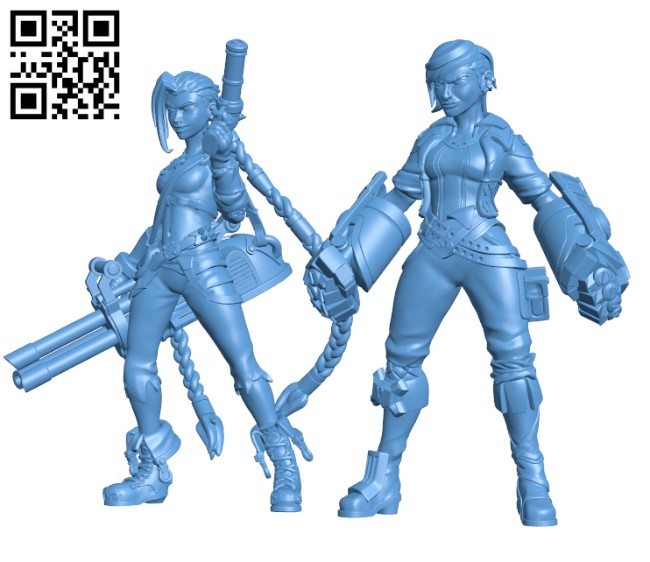Arcane Jinx and Vi - League of Legends H002480 file stl free download 3D Model for CNC and 3d printer