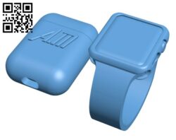 Custom Apple watch and Airpod case H002844 file stl free download 3D Model for CNC and 3d printer