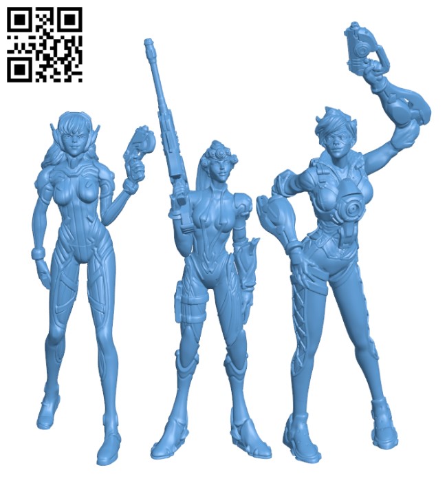 D.Va, Tracer, WidowMaker - Overwatch H003203 file stl free download 3D Model for CNC and 3d printer