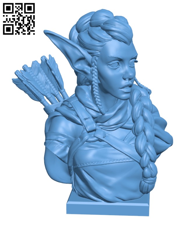 Elf Archer Bust H002971 file stl free download 3D Model for CNC and 3d printer