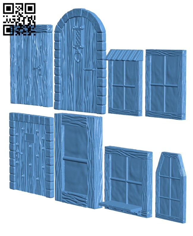 Fantasy set - Doors and windows H002673 file stl free download 3D Model for CNC and 3d printer