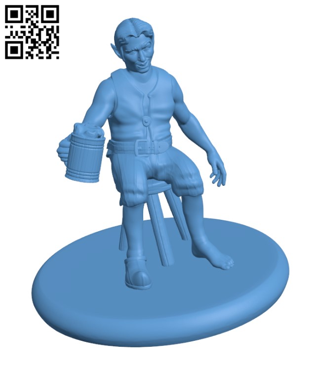 Halfling seated bar guest H002800 file stl free download 3D Model for CNC and 3d printer