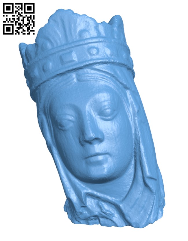 Head of Virgin Mary H002436 file stl free download 3D Model for CNC and 3d printer