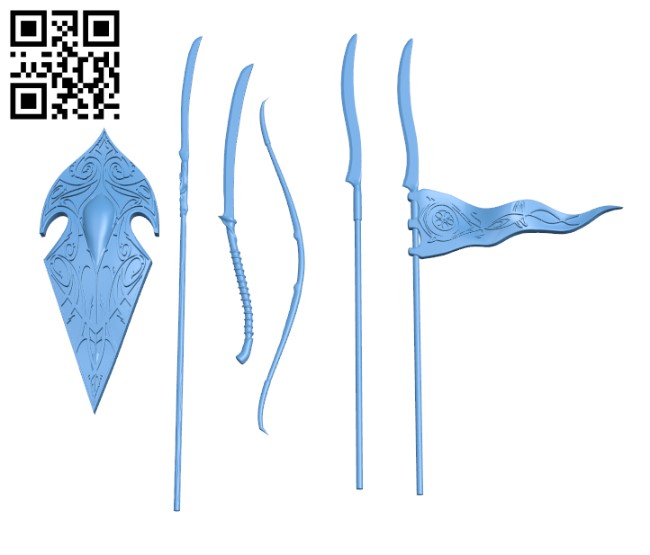 High elves weaponry set - The lord of the ring H002925 file stl free download 3D Model for CNC and 3d printer