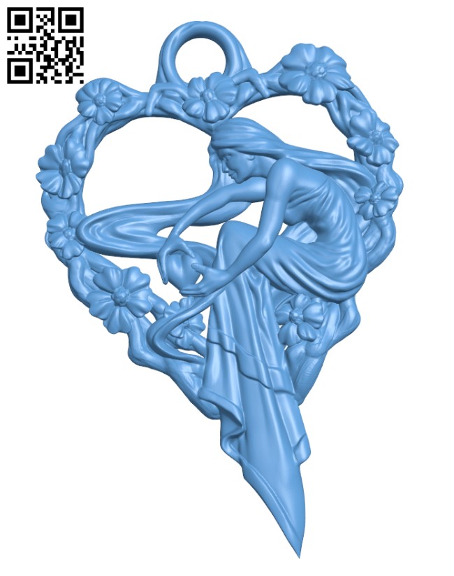 Maiden of the heart - Pendant H002740 file stl free download 3D Model for CNC and 3d printer