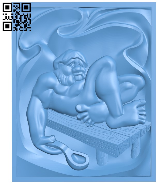 Man and spoon A006692 download free stl files 3d model for CNC wood carving