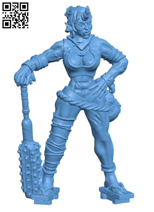 Ogre Troll - oni girl warrior barbarian H003208 file stl free download 3D Model for CNC and 3d printer