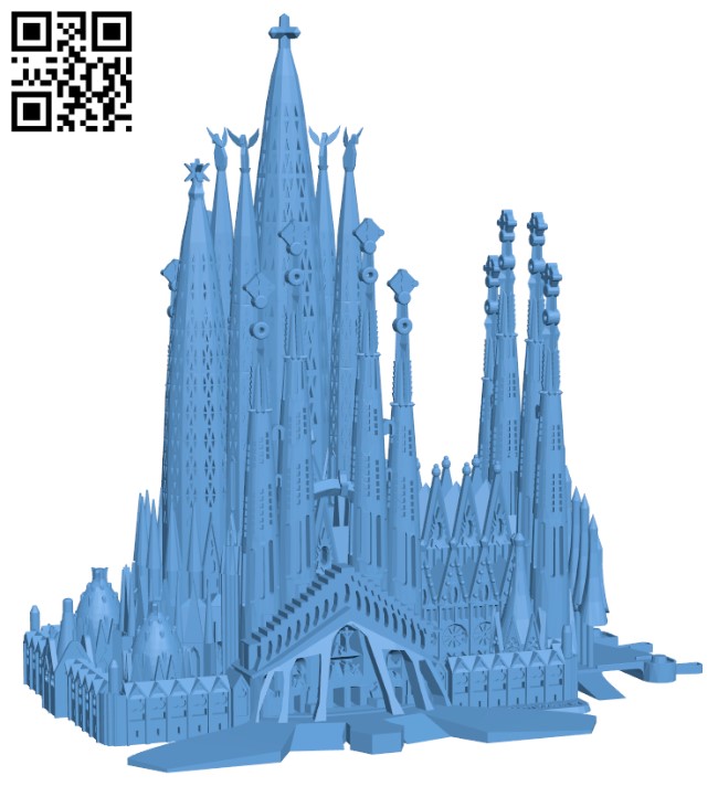Sagrada Familia, Barcelona H002522 file stl free download 3D Model for CNC and 3d printer
