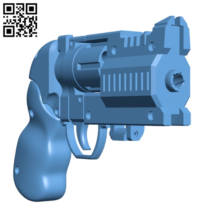 Sci-Fi revolver - Gun H003125 file stl free download 3D Model for CNC and 3d printer