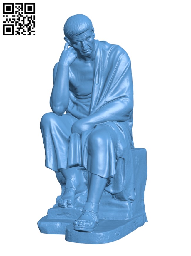 Statue of a seated philosopher H002647 file stl free download 3D Model for CNC and 3d printer