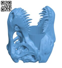 T-Rex skull pen holder H003007 file stl free download 3D Model for CNC and 3d printer