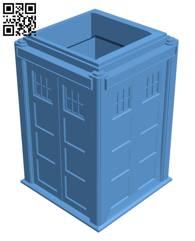 Tardis pen cup H002831 file stl free download 3D Model for CNC and 3d printer