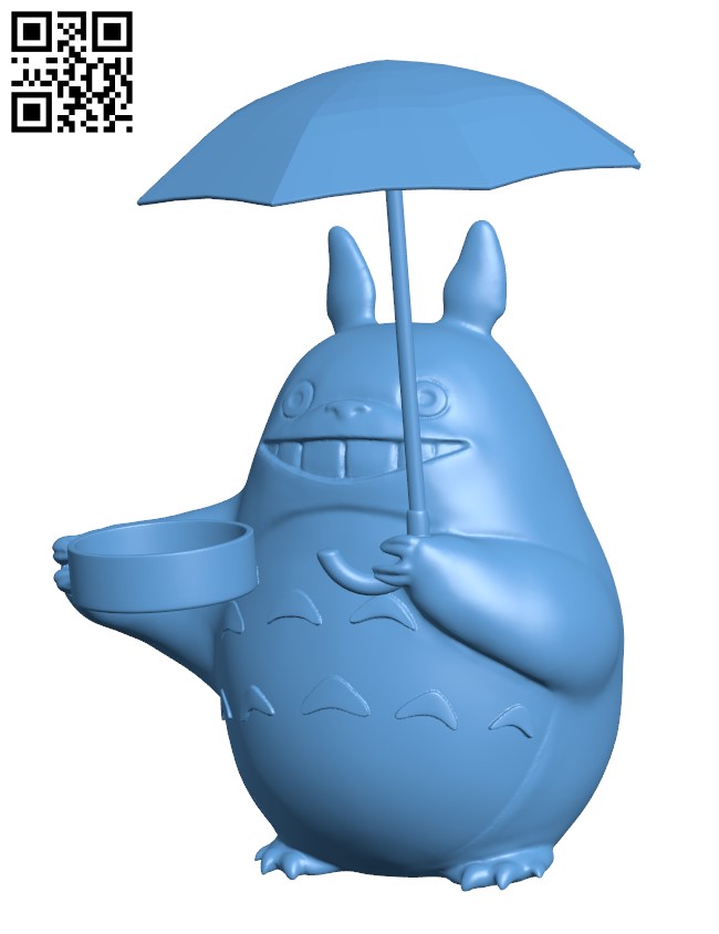 Totoro candle Holder with umbrella H002833 file stl free download 3D Model for CNC and 3d printer
