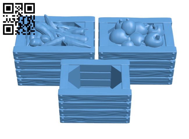 Wooden Crates with Fruit and Vegetables H002413 file stl free download 3D Model for CNC and 3d printer