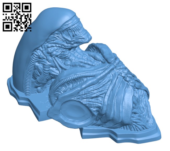 Xenomorph Bust - Wall Mount H002477 file stl free download 3D Model for CNC and 3d printer