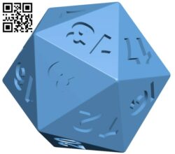 20 faced dice H003317 file stl free download 3D Model for CNC and 3d printer