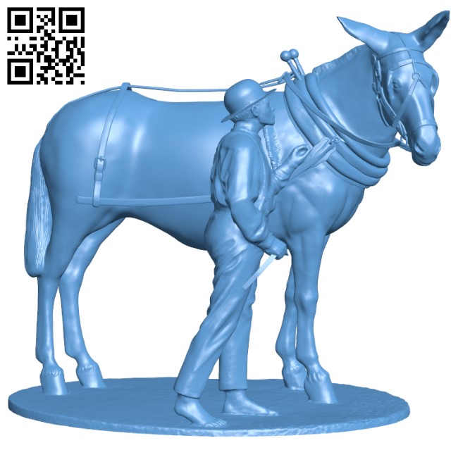 A boy and his mule H003618 file stl free download 3D Model for CNC and 3d printer