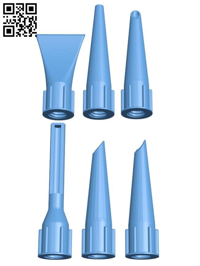 Assorted Caulking Nozzles H003319 file stl free download 3D Model for CNC and 3d printer