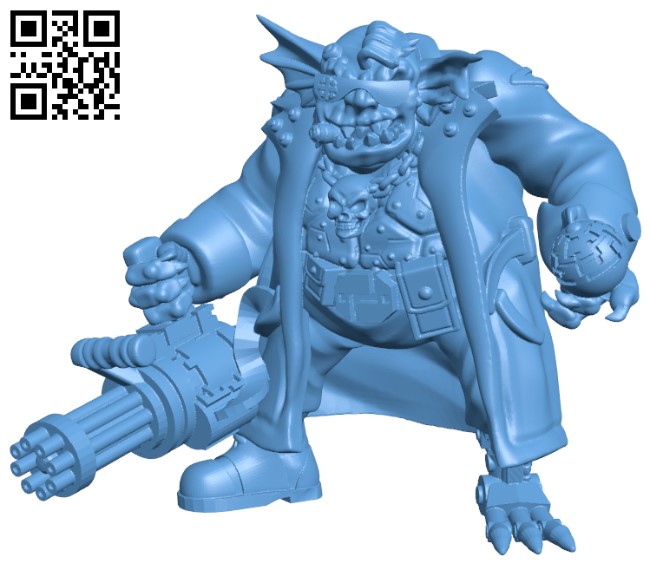 Cyberpunk troll with minigun H003630 file stl free download 3D Model for CNC and 3d printer